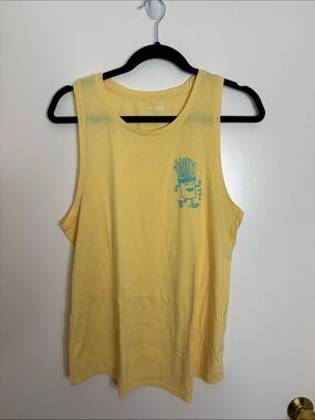 Old Navy Yellow Tank Top with Teal Graphic